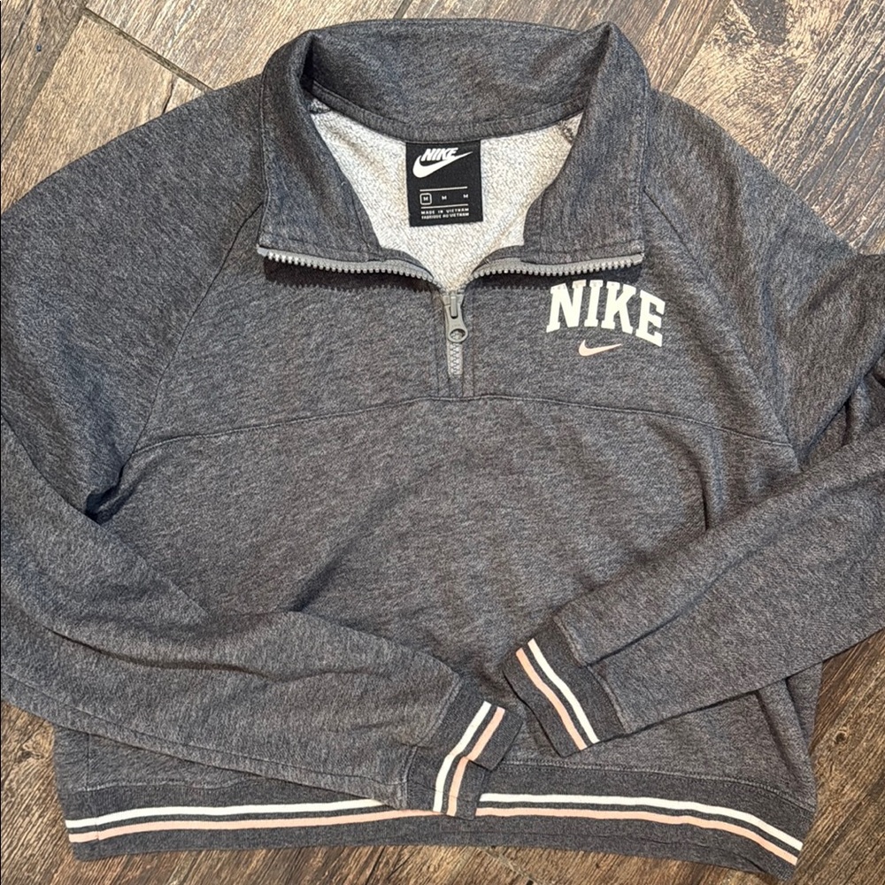 Nike Women's Heather Charcoal Gray Quarter-Zip Pullover Sweatshirt